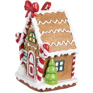 Clayre & Eef 6PR4254 Kerstlabel peperkoekhuisje bruin...