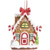 Clayre & Eef 6PR4254 Kerstlabel peperkoekhuisje bruin wit 7x5x9 cm