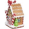 Clayre & Eef 6PR4254 Kerstlabel peperkoekhuisje bruin wit 7x5x9 cm