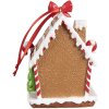 Clayre & Eef 6PR4254 Kerstlabel peperkoekhuisje bruin wit 7x5x9 cm