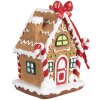 Clayre & Eef 6PR4254 Kerstlabel peperkoekhuisje bruin wit 7x5x9 cm