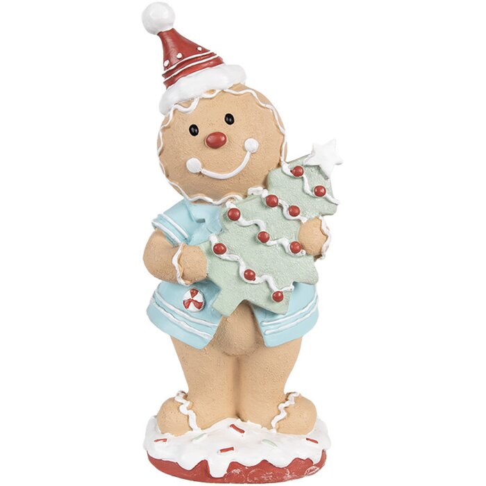 Clayre & Eef 6PR4270 Decoratie Peperkoekman Beige Groen 11x8x25 cm