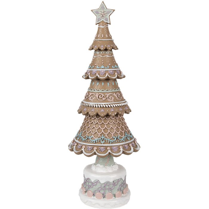 Clayre & Eef 6PR4324 Decoratieve Kerstboom Bruin Roze Ø 16x42 cm Landelijke Stijl
