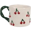 Clayre & Eef 6CEMU0149 Mok Kersen Beige Rood Keramiek 200 ml 13x9x7 cm