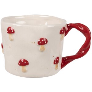 Clayre & Eef 6CEMU0151 Mok Paddenstoel Beige Rood 200...