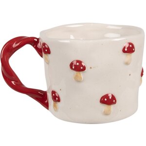 Clayre & Eef 6CEMU0151 Mok Paddenstoel Beige Rood 200...