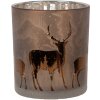 Clayre & Eef 6GL4660 Theelichthouder hertenmotief bruin Ø 7x8 cm glas