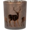 Clayre & Eef 6GL4661 Theelichthouder hertenmotief bruin Ø 9x10 cm glas