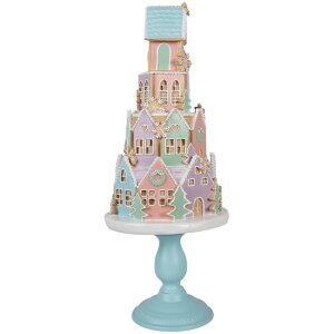 Clayre & Eef 5PR0136 Decoratief Huis Pastelkleuren Blauw Roze Ø 24x59 cm Polyresin