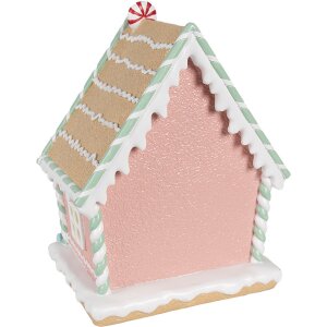 Clayre & Eef 6PR4263 Decoratief Huis Roze 20x16x25 cm Polyresin Kerstmis