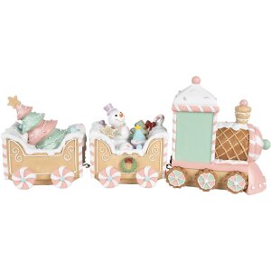 Clayre & Eef 6PR4266 Decoratie Trein Beige Roze 45x12x19 cm Polyresin
