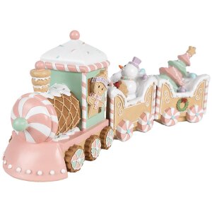 Clayre & Eef 6PR4266 Decoratie Trein Beige Roze 45x12x19 cm Polyresin