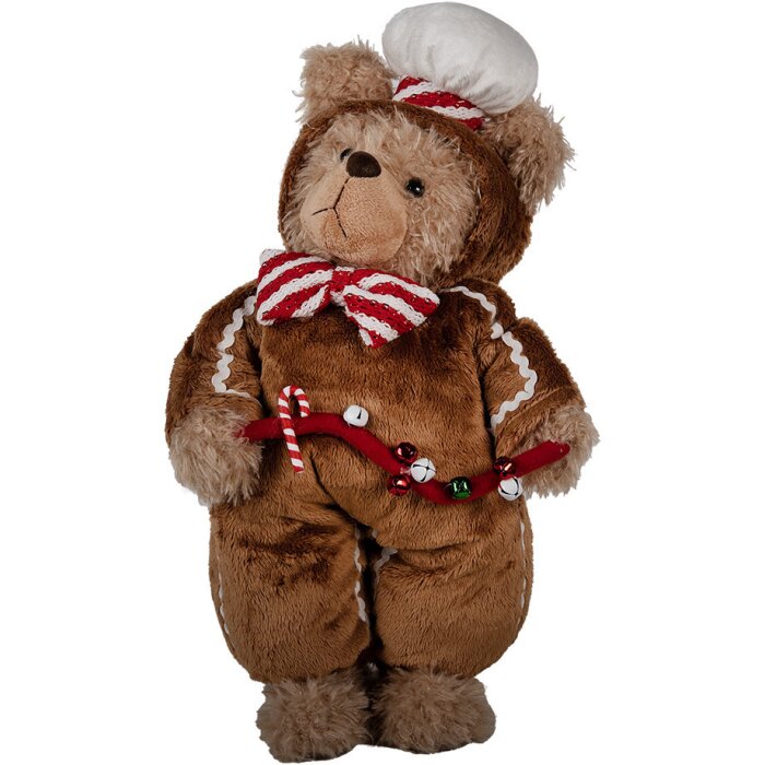 Clayre & Eef 65622 Decoratie Beer Bruin Rood 22x16x43 cm