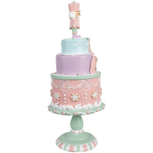 Clayre & Eef 6PR4261 Decoratie Taart Ø 17x42 cm Roze Polyresin Landelijke Stijl