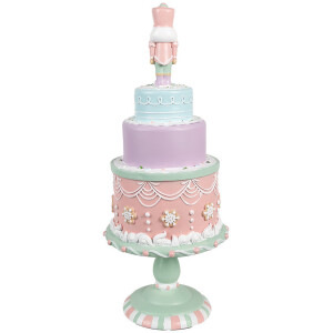 Clayre & Eef 6PR4261 Decoratie Taart Ø 17x42 cm Roze Polyresin Landelijke Stijl