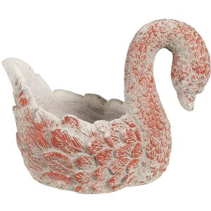 Clayre & Eef 6TE0549 Bloempot Zwaan Antiek Look Grijs Rood 19x11x15 cm Steen