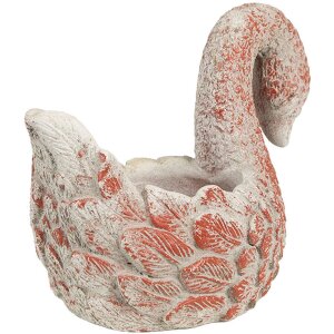 Clayre & Eef 6TE0549 Bloempot Zwaan Antiek Look Grijs Rood 19x11x15 cm Steen