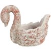 Clayre & Eef 6TE0549 Bloempot Zwaan Antiek Look Grijs Rood 19x11x15 cm Steen