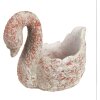 Clayre & Eef 6TE0549 Bloempot Zwaan Antiek Look Grijs Rood 19x11x15 cm Steen