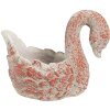 Clayre & Eef 6TE0549 Bloempot Zwaan Antiek Look Grijs Rood 19x11x15 cm Steen