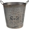 Clayre & Eef 6Y5684 Decoratie Bloempot Metaal Grijs 35x22x32 cm Antieke Stijl
