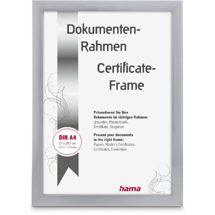 Hama kunststof lijst Chiaro zilver 21 x 29,7 cm DIN A4