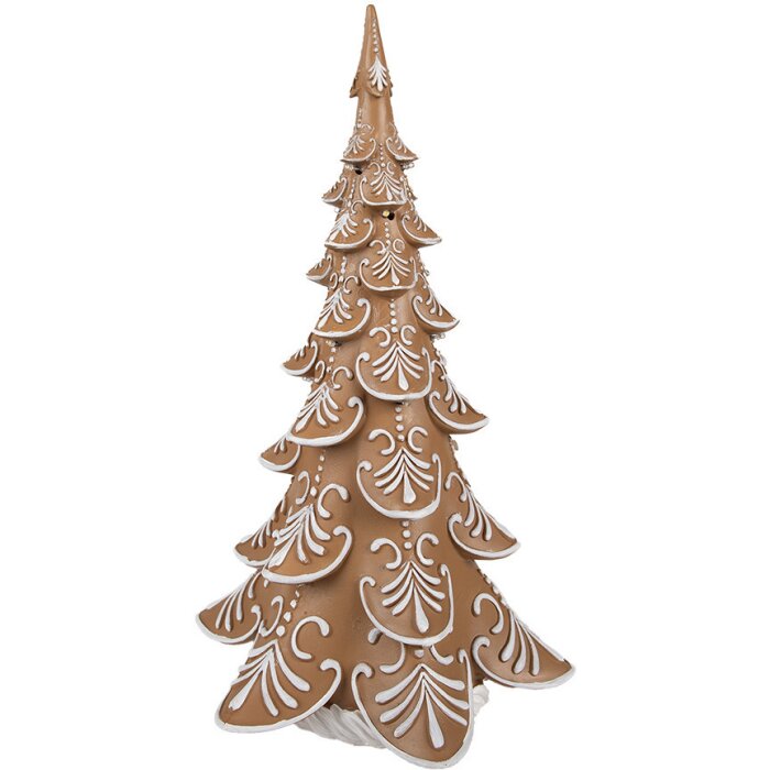 Clayre & Eef 6PR3905GG Kerstboom LED Bruin Beige 26x23x42 cm 3xAA