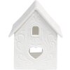 Clayre & Eef 6CE1739 Theelichthouder Huis Porselein Wit 7x8x9 cm