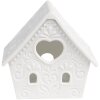 Clayre & Eef 6CE1740 Theelichthouder Huis Porselein Wit 9x7x8 cm
