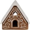 Clayre & Eef 6CE1744 Theelichthouder Huis Porselein Bruin Wit 8x8x8 cm