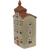 Clayre & Eef 6CE1881 Theelichthouder Huis Keramiek Groen Bruin 12x9x25 cm