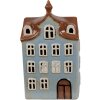 Clayre & Eef 6CE1882 Theelichthouder Huis Landelijke Stijl Blauw Bruin 13x9x22 cm