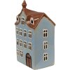 Clayre & Eef 6CE1882 Theelichthouder Huis Landelijke Stijl Blauw Bruin 13x9x22 cm