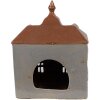 Clayre & Eef 6CE1883 Theelichthouder Huis Keramiek Grijsbruin 16x9x20 cm