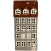 Clayre & Eef 6CE1886 Theelichthouder Huis Keramiek Grijsbruin 15x11x30 cm