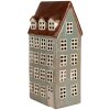 Clayre & Eef 6CE1886 Theelichthouder Huis Keramiek Grijsbruin 15x11x30 cm