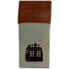 Clayre & Eef 6CE1886 Theelichthouder Huis Keramiek Grijsbruin 15x11x30 cm