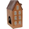 Clayre & Eef 6CE1887 Theelichthouder Huis Keramiek Bruin 17x11x24 cm Landelijke stijl