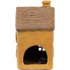 Clayre & Eef 6CE1891 Theelichthouder Huis Keramiek Geel 9x9x15 cm Landelijke stijl