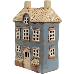 Clayre & Eef 6CE1894 Theelichthouder Huis Blauw Beige...