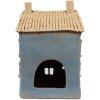 Clayre & Eef 6CE1894 Theelichthouder Huis Blauw Beige 16x10x23 cm Keramiek