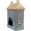 Clayre & Eef 6CE1894 Theelichthouder Huis Blauw Beige 16x10x23 cm Keramiek