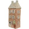 Clayre & Eef 6CE1895 Theelichthouder Huis Keramiek Bruin Beige 12x9x28 cm