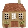 Clayre & Eef 6CE1896 Theelichthouder Huis Keramiek Groen Oranje 17x10x19 cm