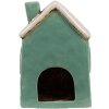 Clayre & Eef 6CE1898 Theelichthouder Huis Keramiek Groen Beige 13x9x18 cm Landelijk Huis