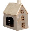 Clayre & Eef 6CE1899 Theelichthouder Huis Keramiek Grijs Beige 15x10x17 cm