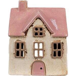 Clayre & Eef 6CE1900 Theelichthouder Huis Beige Roze...