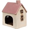Clayre & Eef 6CE1900 Theelichthouder Huis Beige Roze 13x10x16 cm Keramiek