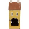 Clayre & Eef 6CE1913 Theelichthouder Huis Geel Bruin Landelijke Stijl 11x9x25 cm