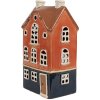 Clayre & Eef 6CE1914 Theelichthouder Huis Keramiek Oranje Blauw 12x9x22 cm